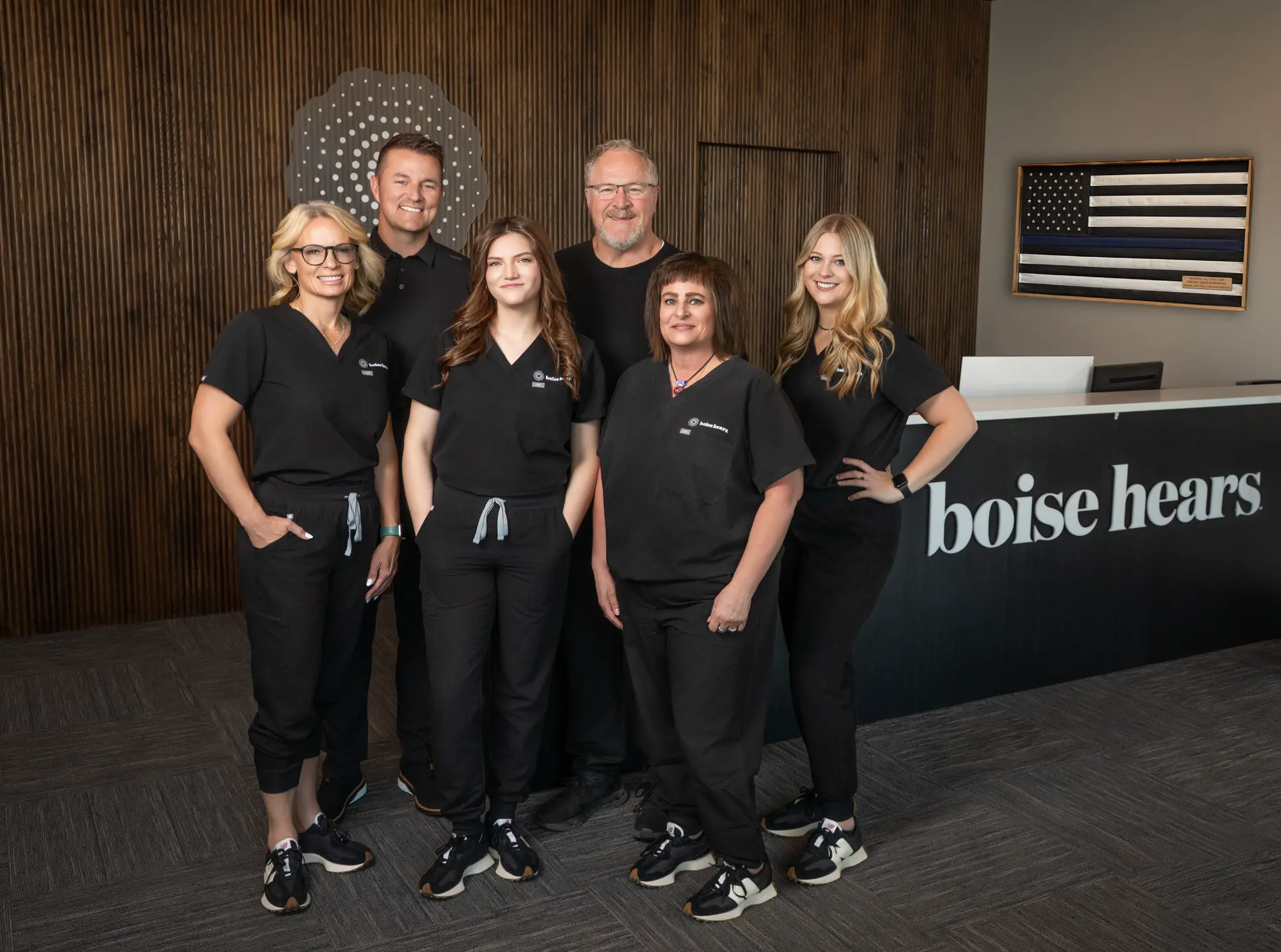 The Boise Hears staff team standing together at the practice