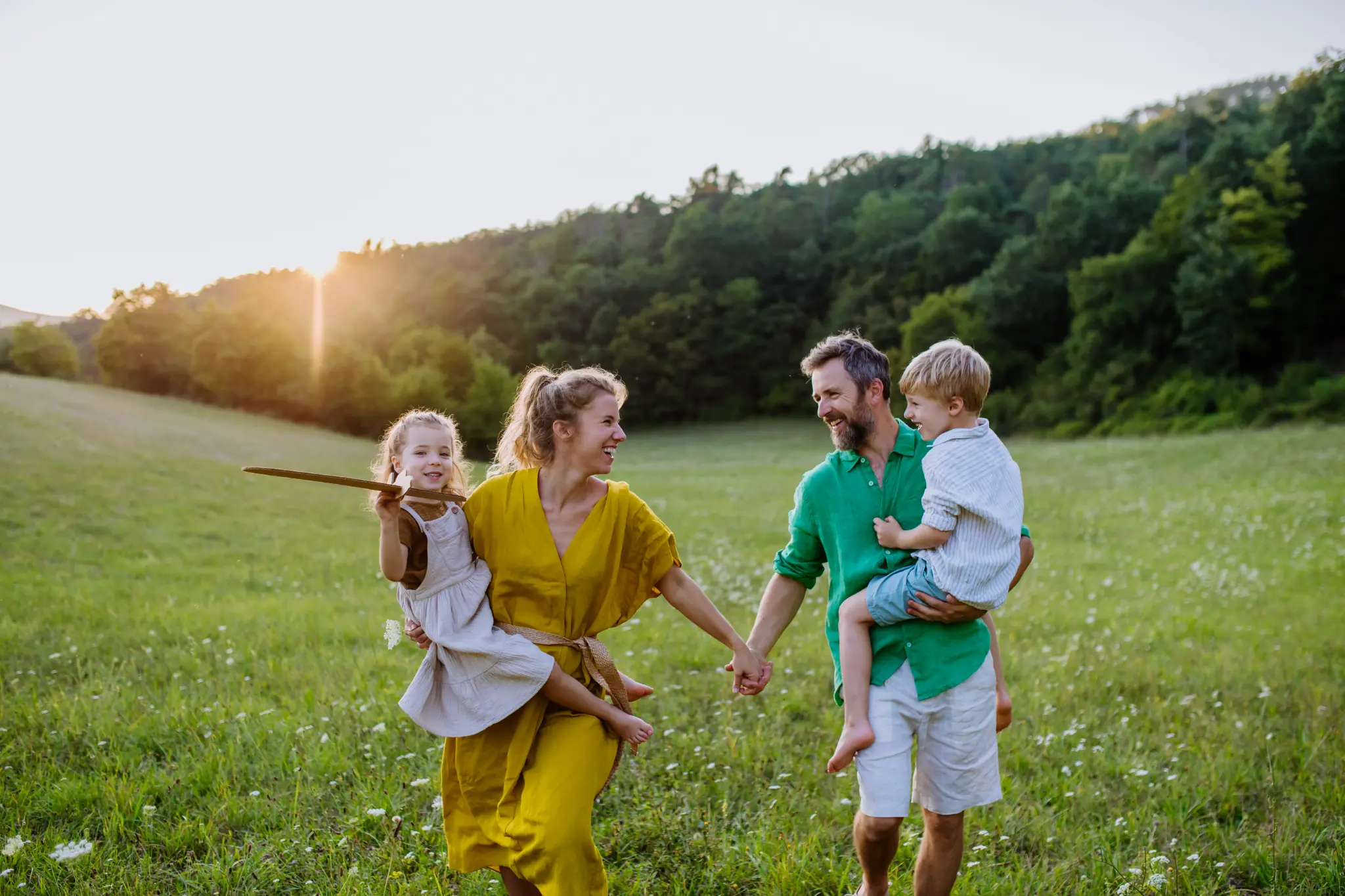 Family enjoying a connected outdoor moment together