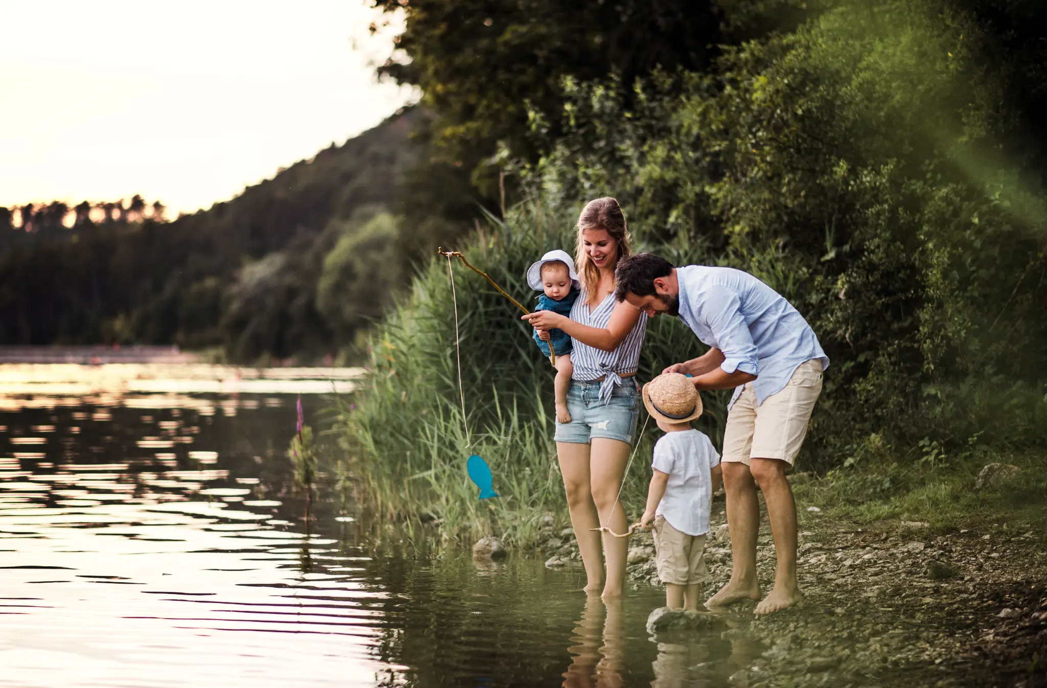 Family enjoying an active outdoor day together