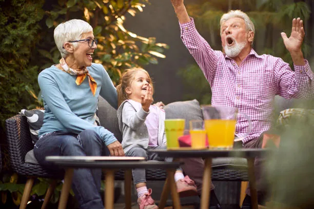 Grandparents sharing a joyful family moment